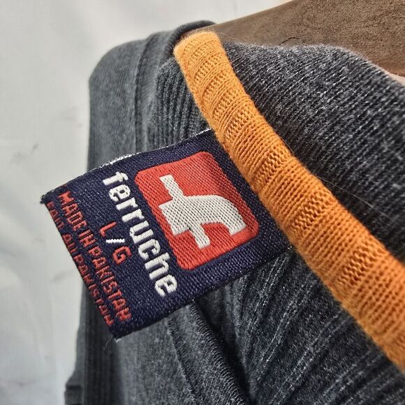 Ferruche T Shirt Mens Large Gray Ribbed Crew Tee Short Sleeve Regular Vintage - Picture 3 of 9